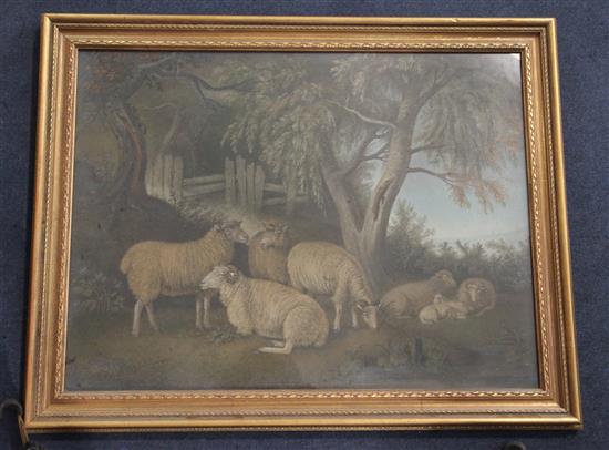 Attributed to Benjamin Zobel (1762-1831) Sheep in pasture 18.5 x 24.5in.